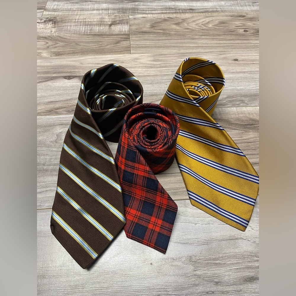 Brooks Brothers Makers Striped Plaid Necktie Lot Of 3 Mens Classic Patterns Silk - Picture 9 of 9